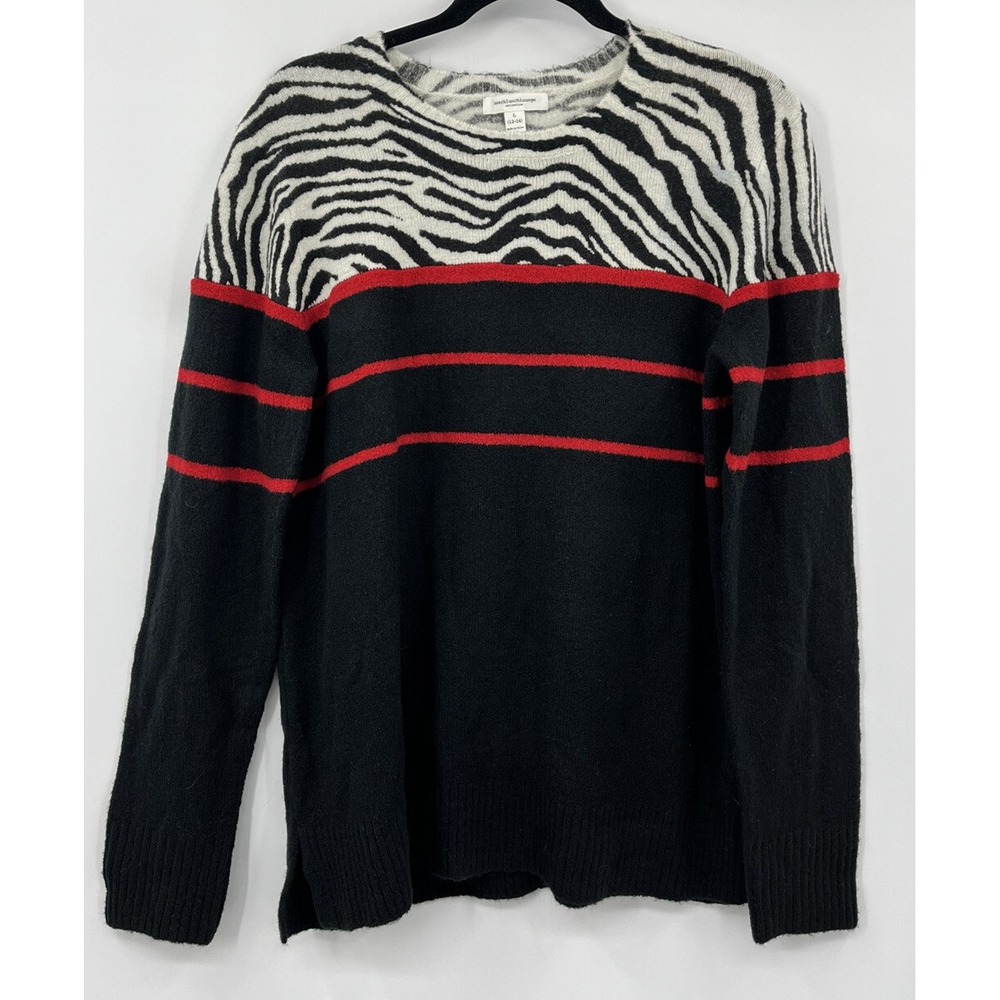 Beach Lunch Lounge Black White Zebra Pullover Sweater Size Large 12/14